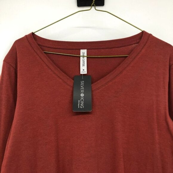 NWT Zeanna Outfitters All Seasons V neck long sleeve tee brick red M - Picture 7 of 13